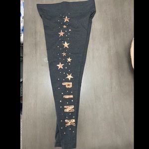 Charcoal Grey Pink Bling Yoga Leggings
